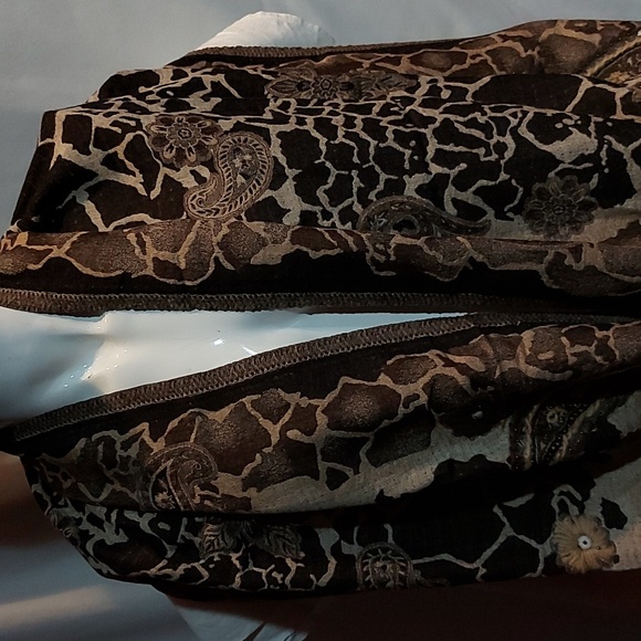 Pasmina brown/beige silk and wool floral embossed large shawl - Picture 5 of 8